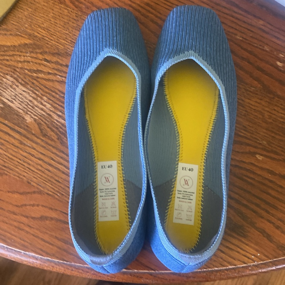 VIVAIA Margot Square-Toe V-Cut Knitted Flats Denim Blue Size 40 great used - Picture 12 of 12